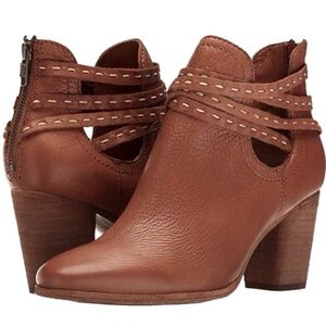 Frye Brown Ankle Boots with Stacked Heel